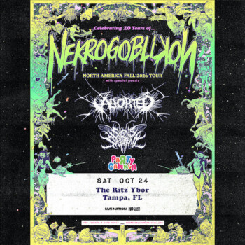 Nekrogoblikon 20 years 20th anniversary tour concert show special event band special guests Aborted Signs of the Swarm Party Cannon tickets Tampa Ybor City Gas Worx